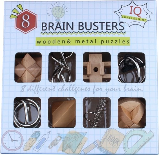 ICollection IQ Puzzel 3D - Metaal En Hout - 8 Verschillende Breinbrekers 4 ICollection IQ Puzzel 3D - Metaal En Hout - 8 Verschillende Breinbrekers - Afbeelding 2