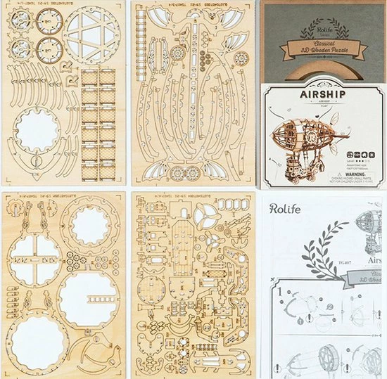 Robotime 3d-puzzel Airship 18 Cm Hout Naturel 176-delig 8 Robotime 3d-puzzel Airship 18 Cm Hout Naturel 176-delig - Afbeelding 6