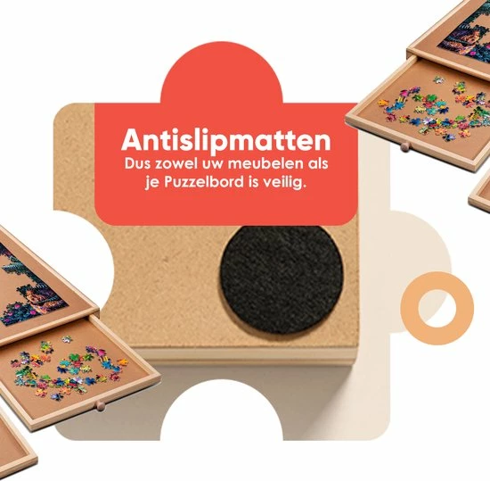 Puzzlr - Puzzelbord Met Opbergsysteem - Houten Puzzelplaat Onderlegger Met 6 Laden - 1500 Stukjes 7 Puzzlr - Puzzelbord Met Opbergsysteem - Houten Puzzelplaat Onderlegger Met 6 Laden - 1500 Stukjes - Afbeelding 5
