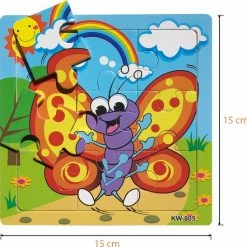 Aslan? 4 Houten Puzzels Van 9 Stukjes - Dieren: Tijger, Vlinder, Dolfijnen En Beer - Voor Kinderen Van 1-4 Jaar -Exporteren puzzels winkel 550x547 6