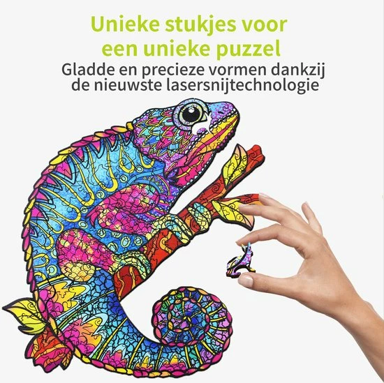 ACROPAQ Houten Puzzel Kameleon - 150 Stukjes, A4 Formaat 210 X 297 Mm, Puzzel Voor Kinderen En Volwassenen 4 ACROPAQ Houten Puzzel Kameleon - 150 Stukjes, A4 Formaat 210 X 297 Mm, Puzzel Voor Kinderen En Volwassenen - Afbeelding 2