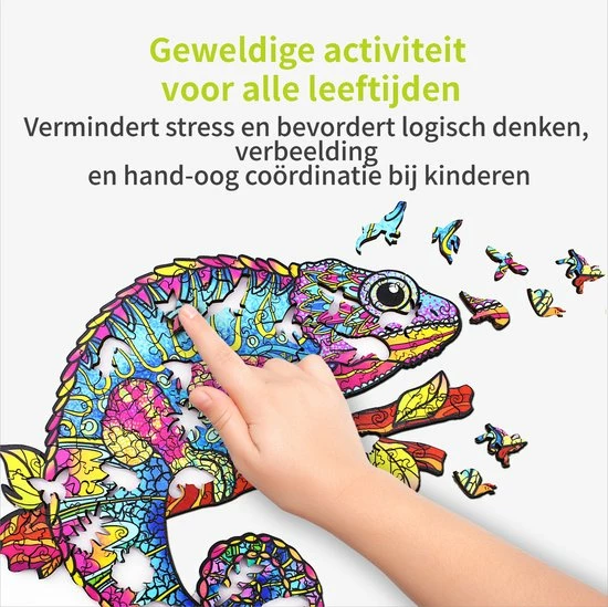 ACROPAQ Houten Puzzel Kameleon - 150 Stukjes, A4 Formaat 210 X 297 Mm, Puzzel Voor Kinderen En Volwassenen 7 ACROPAQ Houten Puzzel Kameleon - 150 Stukjes, A4 Formaat 210 X 297 Mm, Puzzel Voor Kinderen En Volwassenen - Afbeelding 5