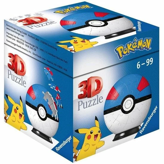 Ravensburger 3D Puzzel Pok Mon Pok Ball Blauw/Wit - 54 Stukjes 6 Ravensburger 3D Puzzel Pok Mon Pok Ball Blauw/Wit - 54 Stukjes - Afbeelding 4