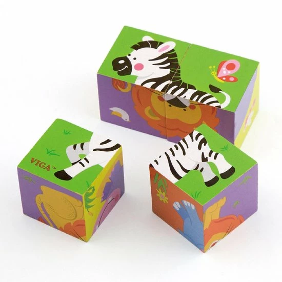 Vigatoys Viga Toys - Vormenpuzzel Blokken Safari 5 Vigatoys Viga Toys - Vormenpuzzel Blokken Safari - Afbeelding 3