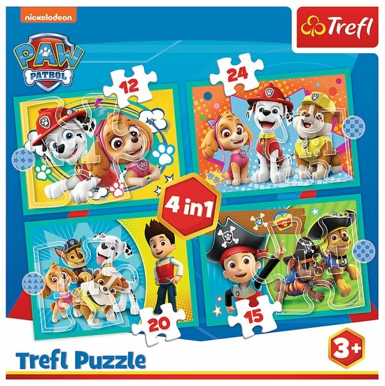 Trefl Paw Patrol 4-in-1 Puzzel - 12/15/20/24 Stukjes 9 Trefl Paw Patrol 4-in-1 Puzzel - 12/15/20/24 Stukjes - Afbeelding 7