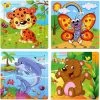 Aslan? 4 Houten Puzzels Van 9 Stukjes - Dieren: Tijger, Vlinder, Dolfijnen En Beer - Voor Kinderen Van 1-4 Jaar -Exporteren puzzels winkel 550x553 7