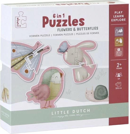 Little Dutch -Vormen Puzzel Flowers & Butterflies FSC 3 Little Dutch -Vormen Puzzel Flowers & Butterflies FSC