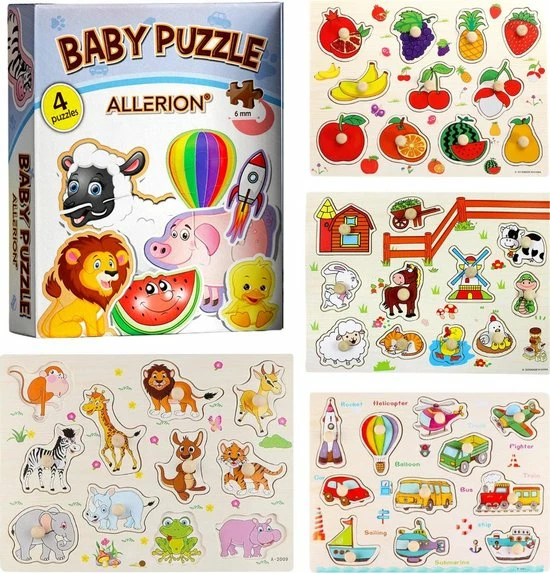 Allerion? Allerion Houten Puzzel Set - 4 Stuks Legpuzzels Vanaf 1 Jaar - STEM Speelgoed - Voertuigen - Boerderij - Dierentuin Fruit 3 Allerion? Allerion Houten Puzzel Set - 4 Stuks Legpuzzels Vanaf 1 Jaar - STEM Speelgoed - Voertuigen - Boerderij - Dierentuin Fruit