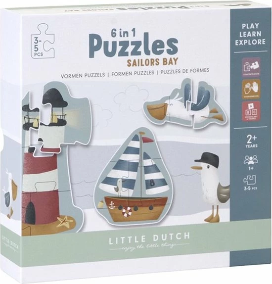 Little Dutch Vormen Puzzel Sailors Bay Puzzel FSC 3 Little Dutch Vormen Puzzel Sailors Bay Puzzel FSC