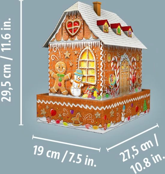 Ravensburger Kerst Gingerbread House Night Edition - 3D Puzzel Gebouw - 216 Stukjes 7 Ravensburger Kerst Gingerbread House Night Edition - 3D Puzzel Gebouw - 216 Stukjes - Afbeelding 5