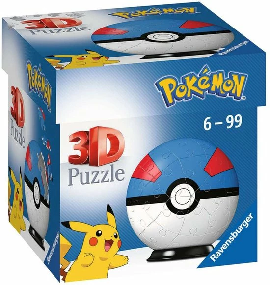 Ravensburger 3D Puzzel Pok Mon Pok Ball Blauw/Wit - 54 Stukjes 4 Ravensburger 3D Puzzel Pok Mon Pok Ball Blauw/Wit - 54 Stukjes - Afbeelding 2