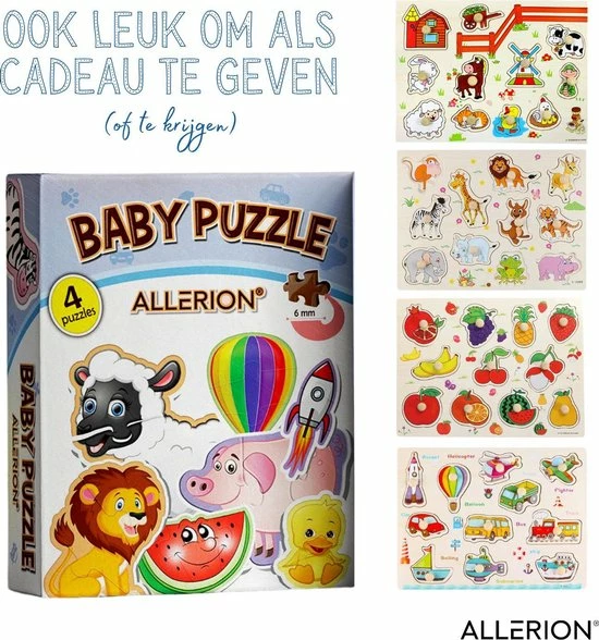 Allerion? Allerion Houten Puzzel Set - 4 Stuks Legpuzzels Vanaf 1 Jaar - STEM Speelgoed - Voertuigen - Boerderij - Dierentuin Fruit 6 Allerion? Allerion Houten Puzzel Set - 4 Stuks Legpuzzels Vanaf 1 Jaar - STEM Speelgoed - Voertuigen - Boerderij - Dierentuin Fruit - Afbeelding 4