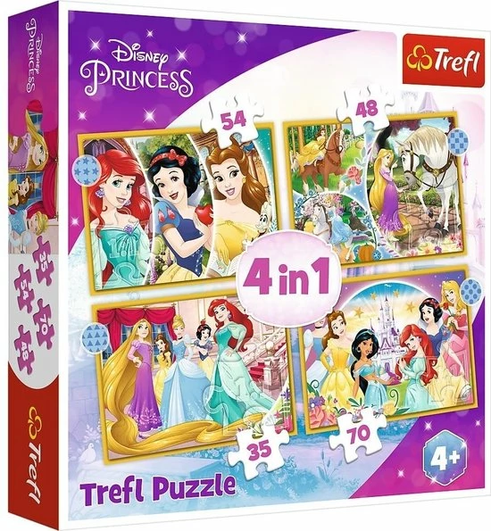 Trefl Princess 4-in-1 Puzzel - 35/48/54/70 Stukjes 3 Trefl Princess 4-in-1 Puzzel - 35/48/54/70 Stukjes