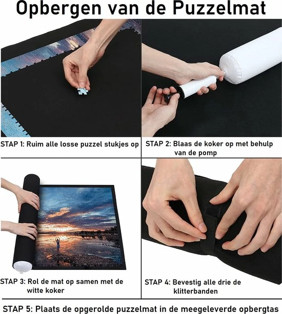 PLAY-IT PLAY IT Puzzelmat XXL 3000 Stuks Oprolbaar - Inclusief Opbergtas, Pomp & Puzzel Bakjes 4 PLAY-IT PLAY IT Puzzelmat XXL 3000 Stuks Oprolbaar - Inclusief Opbergtas, Pomp & Puzzel Bakjes - Afbeelding 2