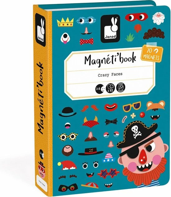 Janod Magnetibook - Gekke Gezichten Jongens 15 Janod Magnetibook - Gekke Gezichten Jongens - Afbeelding 13
