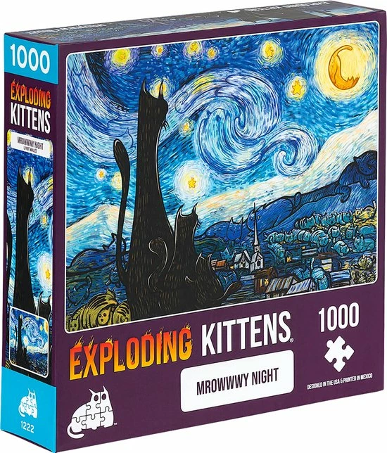 Exploding Kittens Mrowwwy Night - Puzzel - 1000 Stukjes 3 Exploding Kittens Mrowwwy Night - Puzzel - 1000 Stukjes