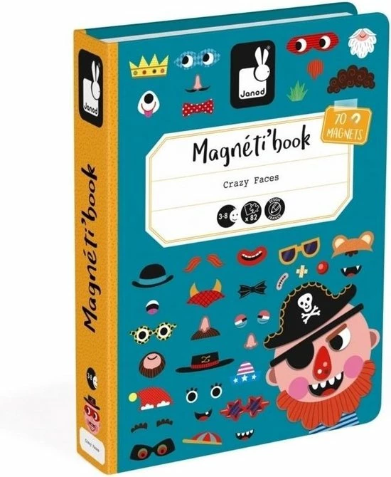 Janod Magnetibook - Gekke Gezichten Jongens 14 Janod Magnetibook - Gekke Gezichten Jongens - Afbeelding 12