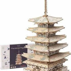 Rolife 3D DIY Houten Puzzel Vijf Verdiepingen Pagode Voor Volwassenen Tieners Model Kits Voor Volwassenen Om Te Bouwen, 275 Stuks -Exporteren puzzels winkel 550x685
