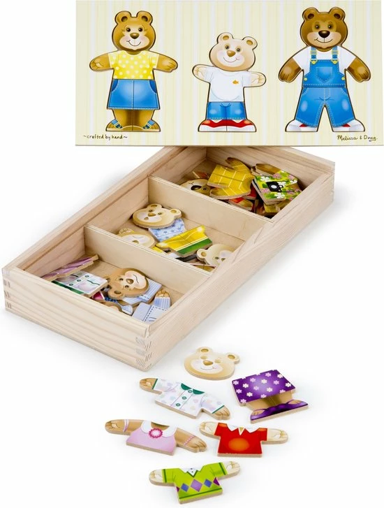 Melissa & Doug Mix 'n Match Houten Berenfamilie Om Aan Te Kleden Met Opslagdoos (45-delig) 3 Melissa & Doug Mix 'n Match Houten Berenfamilie Om Aan Te Kleden Met Opslagdoos (45-delig)