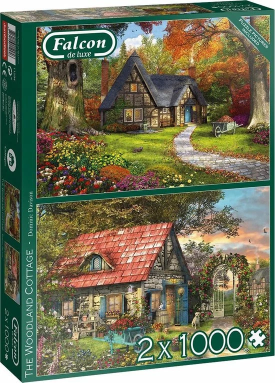 Falcon Puzzel The Woodland Cottage - Legpuzzel - 2 X 1000 Stukjes 3 Falcon Puzzel The Woodland Cottage - Legpuzzel - 2 X 1000 Stukjes