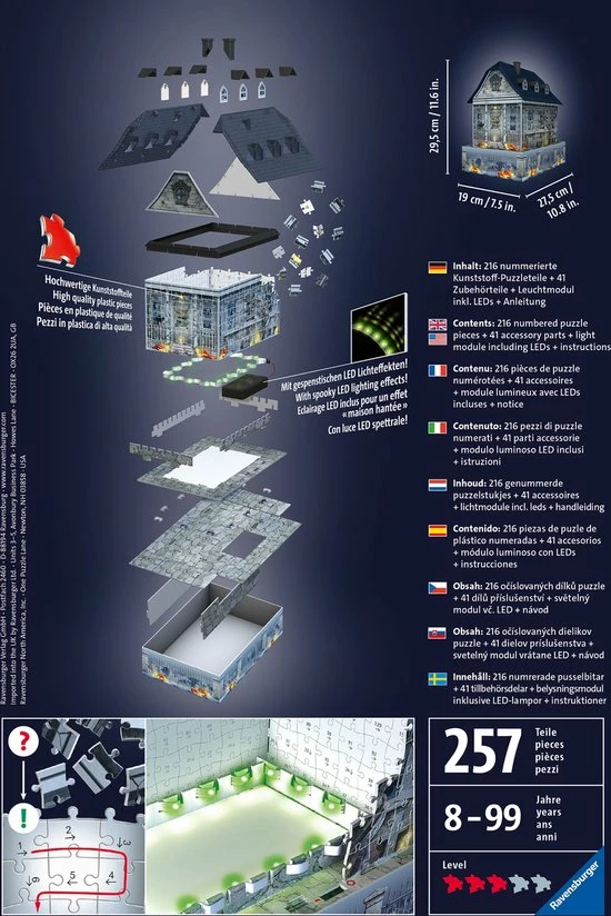 Ravensburger Spookhuis Night Edition - 3D Puzzel - 216 Stukjes 5 Ravensburger Spookhuis Night Edition - 3D Puzzel - 216 Stukjes - Afbeelding 3