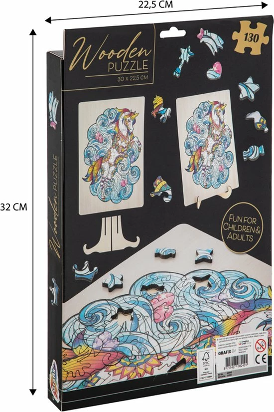 Grafix Houten Puzzel Unicorn | Unieke Puzzelstukjes In Vorm Van Fantasie Thema | 130 Puzzelstukjes | Puzzel Voor Kinderen En Volwassenen | Formaat 30 X 22.5 CM | Cadeau Voor Jong En Oud 7 Grafix Houten Puzzel Unicorn | Unieke Puzzelstukjes In Vorm Van Fantasie Thema | 130 Puzzelstukjes | Puzzel Voor Kinderen En Volwassenen | Formaat 30 X 22.5 CM | Cadeau Voor Jong En Oud - Afbeelding 5
