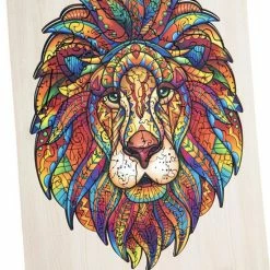 Grafix Houten Puzzel Leeuw | Unieke Puzzelstukjes In Vorm Van Dieren | 140 Puzzelstukjes | Puzzel Voor Kinderen En Volwassenen | Formaat 30 X 22.5 CM | Cadeau Voor Jong En Oud